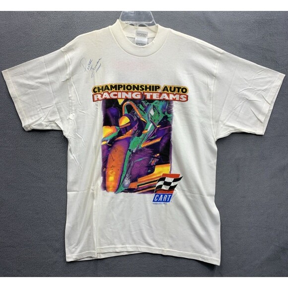 Nice Man Signed Graphic Tee  Men's XL White CART Championship Auto Racing Team - Picture 1 of 10